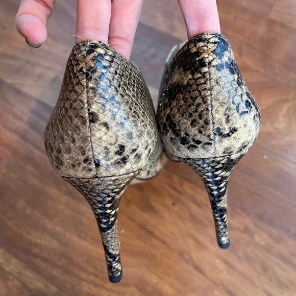 INEZ Marisol 90 in Natural Snake Emboss Ankle Boot Bootie Sz 9 Tan Black Python - Picture 14 of 16